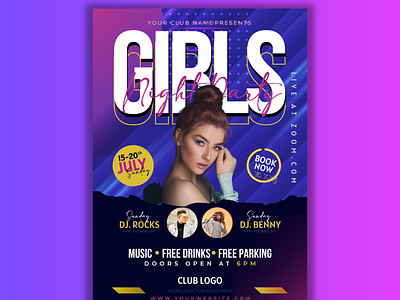 Girls Night Party Flyer and Poster design branding dance dj flyer girl night graphic design leaflet music party party flyer post poster rocks social media