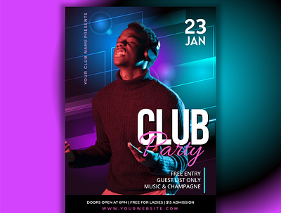 Club Party flyer and Poster design creative dj flyer gradient graphic design modern music party poster