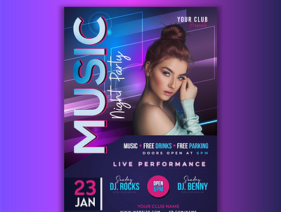 Music Party Poster Illustration template design brochure design design flyer design illustration vector