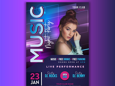 Music Party Poster Illustration template design