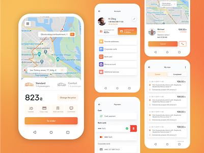 Redesign of the mobile application for ordering a taxi android app design iphone location map mobile navigation order taxi taxi ui uiux design ux webdesign