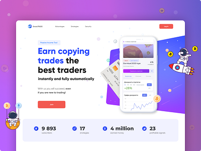 Landing page for a cryptocurrency investment platform bitcoin cryptocurrency investments landing page platform sass trades ui uiux design ux webdesign