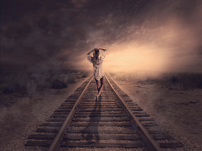Woman on the tracks awesome design digitalart illustration manipulate manipulation shots visual art