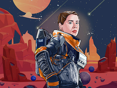 lost in space adobe illustrator artworks blue detailedwork facedetail helmat illustration lostinspace mina sundwall minimalist spaceman vector art