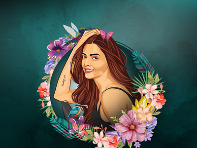 Deepika Padukone fan art 3d artwork bollywood branding design graphic design illustration line art portrait vector art