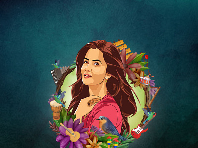 Vector Portrait , Illustration artwork of Katrina kaif