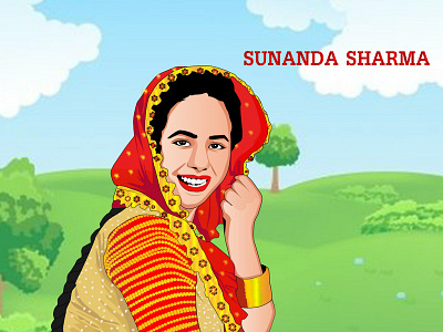 sunanda sharma adobe illustrator artist artwork design flat icon illustration line art punjabi girl singers sunanda sharma vector vector art