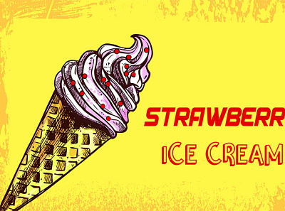 strawberry ice cream adobe illustrator artist artwork design flat illustration line art singers vector vector art