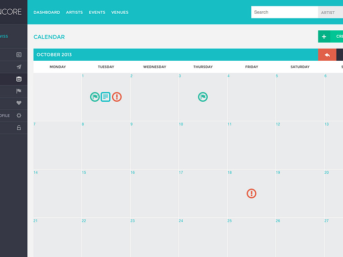 Encore Calendar by Adam Boal on Dribbble