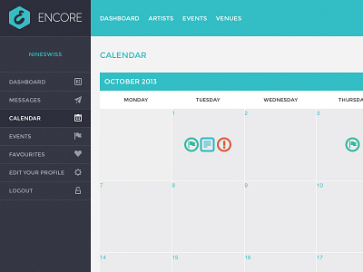 Encore - Calendar batch calendar dashboard design events interaction interface ui web