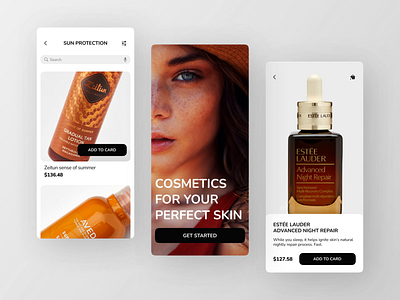 Cosmetics store app clean commercial cosmetics design e commerce ecommerce makeevaflchallenge makeevaflchallenge3 mobile app online shop shop shopify store ui ux