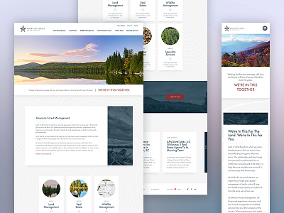 American Forest Management blue cards footer forest gray nature nav red responsive web