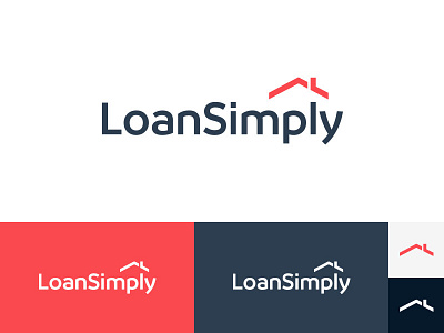 Loan Simply Branding blue branding house icon logo mortgage red roof simple wordmark