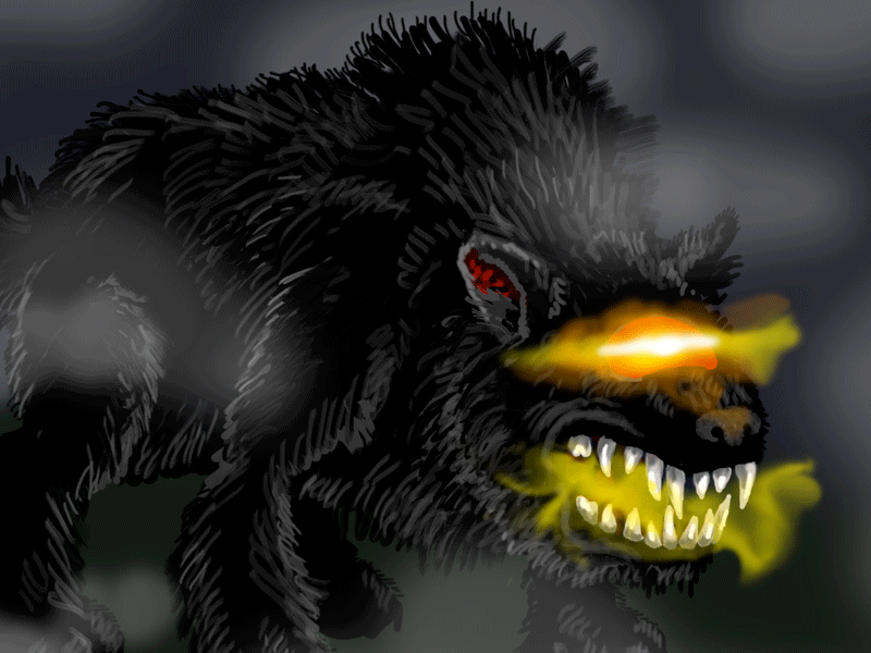 Black Shuck dark horror illustration painting photoshop