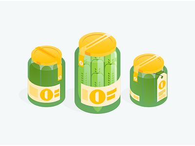Uncle Jeff's Artisanal Pickles artisanal digital illustration gradient isometric marketplace packaging pickles