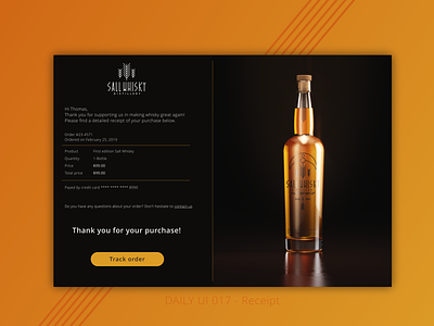 Daily UI 017 - Email Receipt concept daily 100 challenge dailyui017 emailreceipt sall whisky whisky