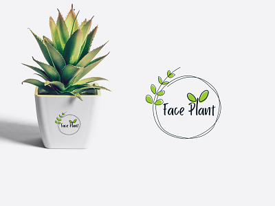 Face Plant Logo fresh green leaf lineart minimal logo mockup natural logo plant plant logo tree