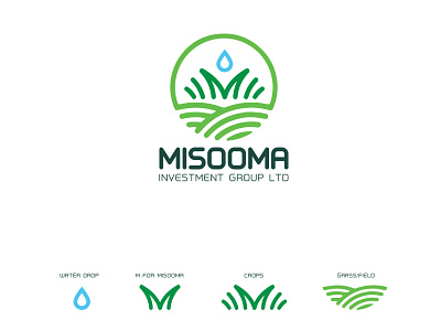 Livestock Crops Investment Logo agriculture logo brand crop field farmer grass grass field icon investment business letter m logo lineart livestock livestock investment minimalist logo nature logo simple water drop