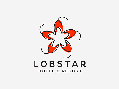 Lobstar Logo Design | Hotel and Resort best creative logo design fish graphic design hotel illustration lobster lobster logo logo designer minimalist logo monoline negative space resort restaurant logo seafood shrimp star top trending