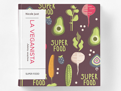 Book for vegetarians avocado book book cover branding cover cover book design illustration recipe typography vector vege vegetable vegetables vegetarian
