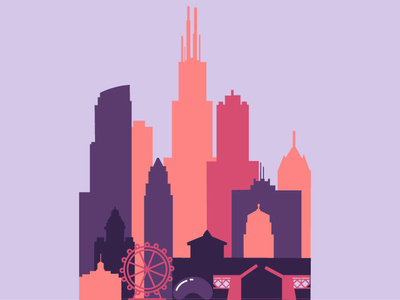 Chicago Skyline color hunt illustration illustrator sketch vector