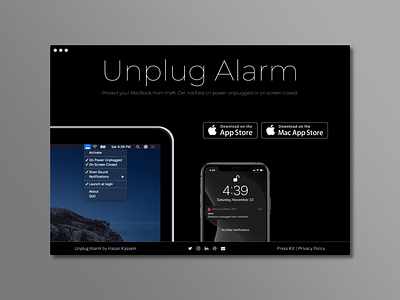 Unplug Alarm website app design ios landing page landingpage macos web website