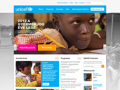 Unicef Hungary charity children grid home page photography slider website