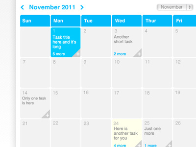 Calendar active calendar blue calendar clean gray note task ui web site white