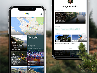 Explore Norway App app feed grid hiking ios iphone iphoneapp map nature outdoor profile ui ux