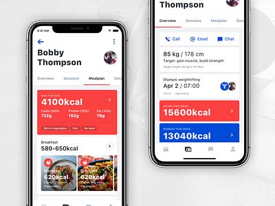 Fitness App - PT customer page app application card colors contact page fitness fitness app grid health ios iphone iphone 10 nutrition profile design sport sports app tabs ui uiuxdesign workout