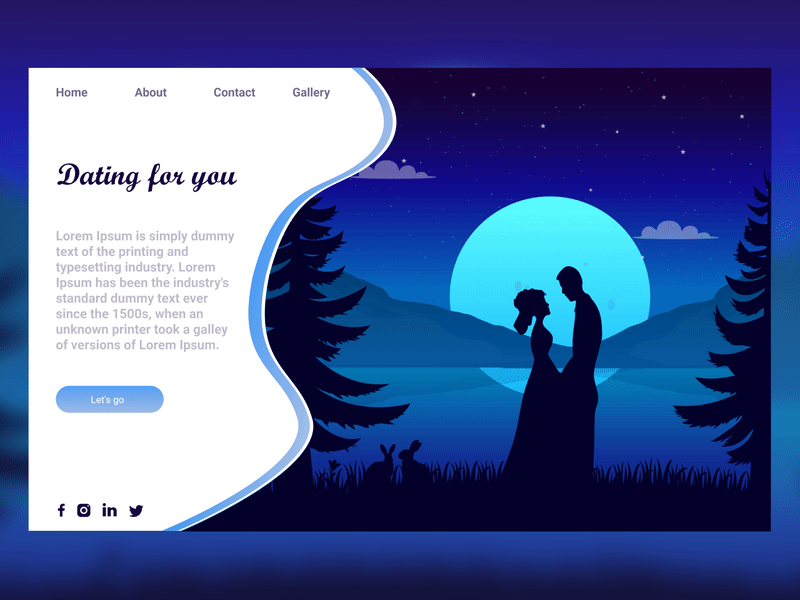 date website adobe xd after effect animation couple date design illustrator love people ui ux vector web webdesign