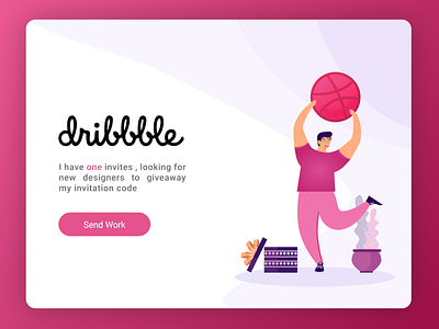 One Dribbble Invites characters design dribbble dribbble invite dribbble shot illustration illustrations invitation invite vector