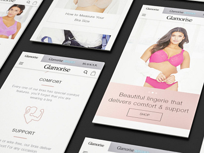 Glamorise.com Plus Size Lingerie ecommerce lingerie magento nano responsive ui ux