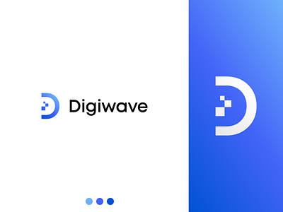 Digiwave blue branding design digital flat illustrator it logo logotype minimal minimalism minimalist modern pastel vector wave
