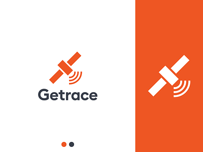 Getrace branding design flat icon logo logodesign minimal minimalism minimalist minimalistic orange red sat satelite satellite vector