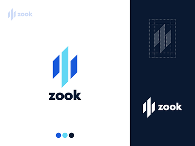 Zook blue branding colors design flat lines logo logotype minimal minimalism minimalist tech vector