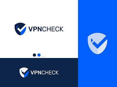 VPNCHECK blue branding check checked dark design flat hide logo minimal minimalism minimalist minimalistic protection shield tick vpn