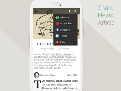 Share News Detail Full Screen Mode app application article detail interface ios mockup news page share template ui