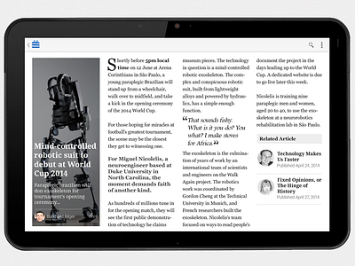 Tablet News Detail app application article detail interface ios mockup news page template ui