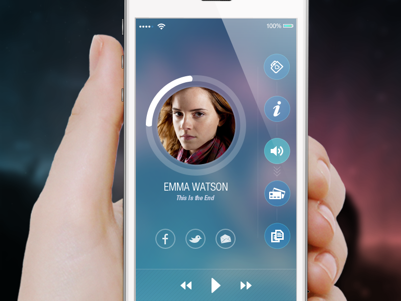 Audio Playing app application interface ios mockup ui ios7 ios8 menu profile audio video