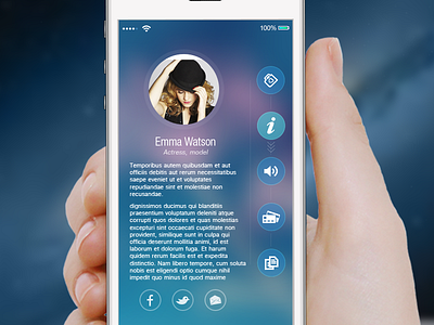 Info Page app application info inner page interface ios ios7 ios8 menu mockup profile ui