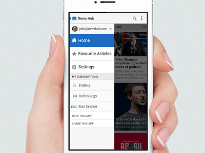 News Hub Menu Page app application clean home interface ios ios7 ios8 menu mockup news ui