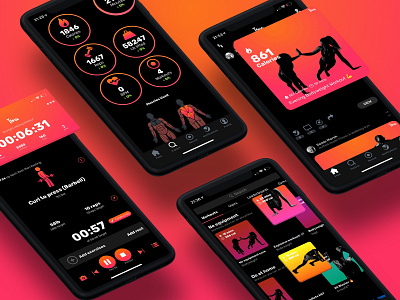 Tona App Snapshots app colour coral exercises fitness fitness app muscle orange product product design ui uiux ux workout app