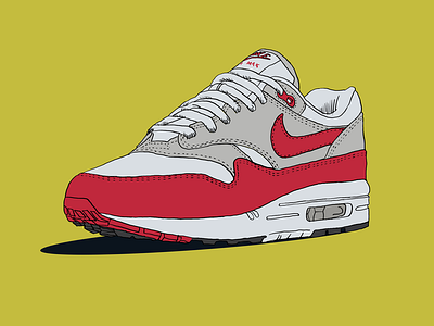 Nike Air Max 1 Red animation flat icon illustration logo minimal typography vector website