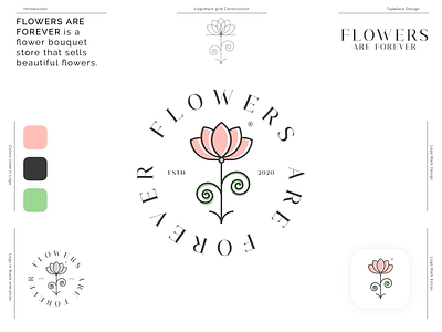 Logo design concept for Flowers are Forever 2d 3d beautiful beauty brand guide branding flower flowershop forever grid logo logo logodesign logomark minimal modern natural nature spa typography yoga