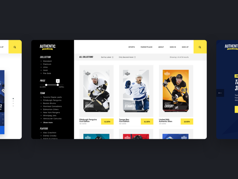 Authentic - Website cards cryptocurrency hockey nhl sport strv web website