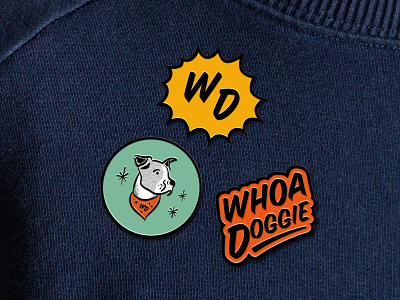 Whoa Doggie Enamel Pins brand brand design brand identity branding branding design chicago design dogs enamel pins graphic design illustration pins