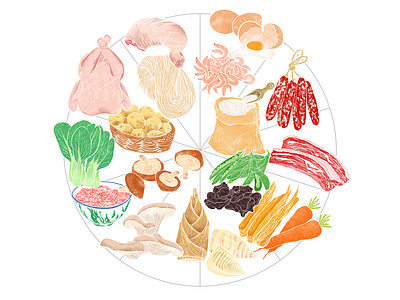 illustration design for Yueshi China cook digital art digital illustration food graphic design gredient illustration