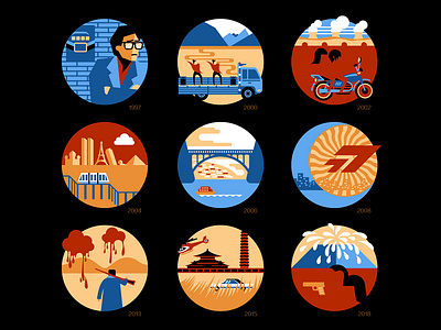Icon set of Chinese director Jia Zhangke's movies