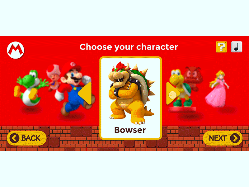 07 Daily UI Setting for game adobe xd carousel character daily ui game setting super mario